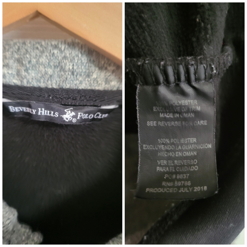 🌿Beverly Hills Polo Club Mens Large Gray Black Full Zip Jacket - Picture 6 of 11